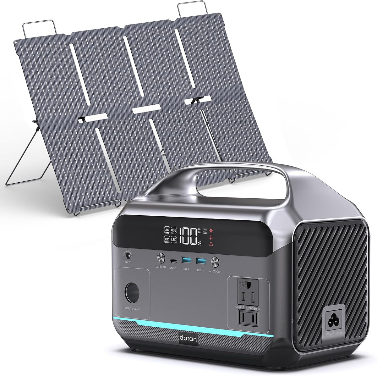 Solar Generator with Panel Included, Portable Power Station 600W with 80W Solar