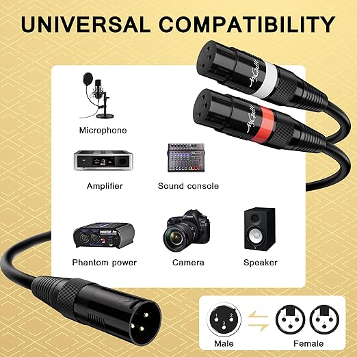 Mygatti XLR Splitter Y-XLR Cable 100 FT, Bi-Directional Balanced Microphone
