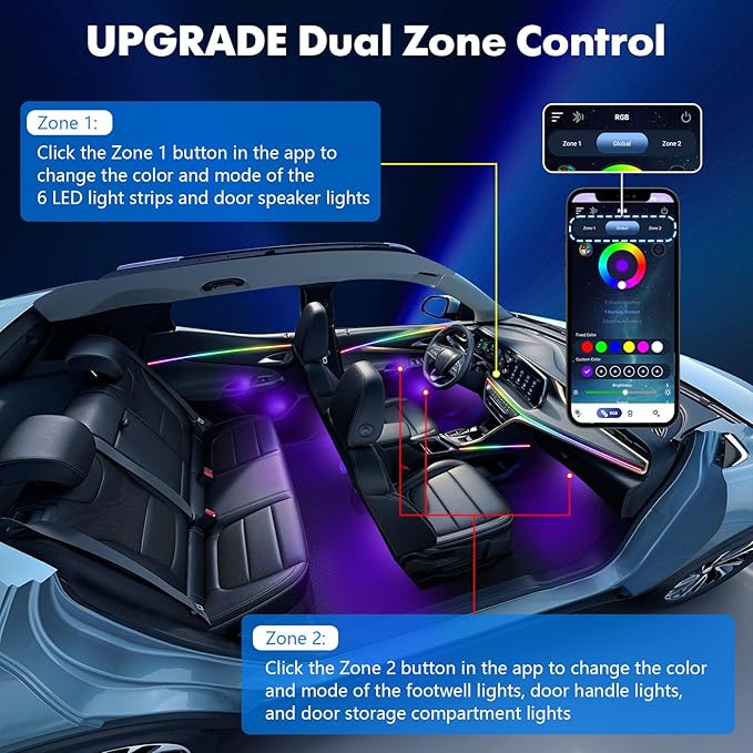 2026 Upgraded Interior Car LED Strip Lights, Acrylic LED Lights