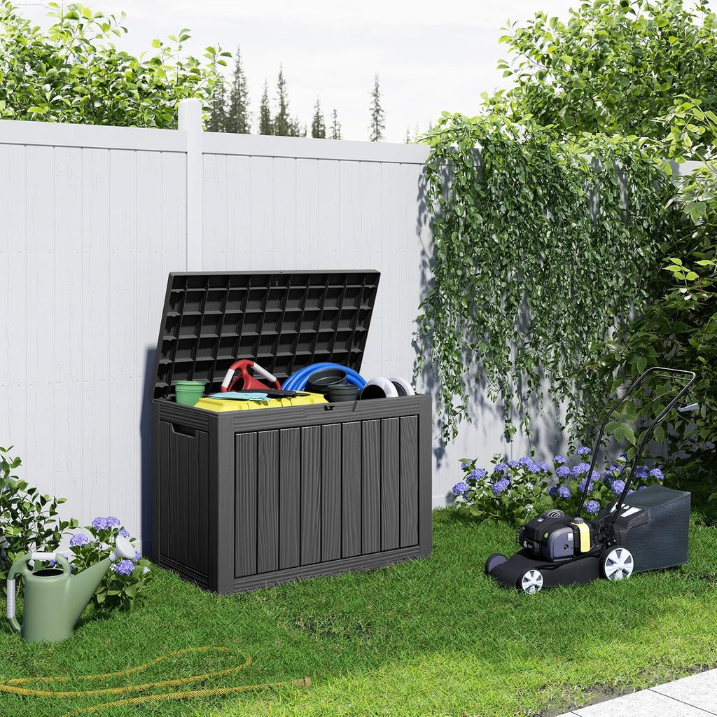 46 gallon outdoor deck box, lockable waterproof outdoor, package contents