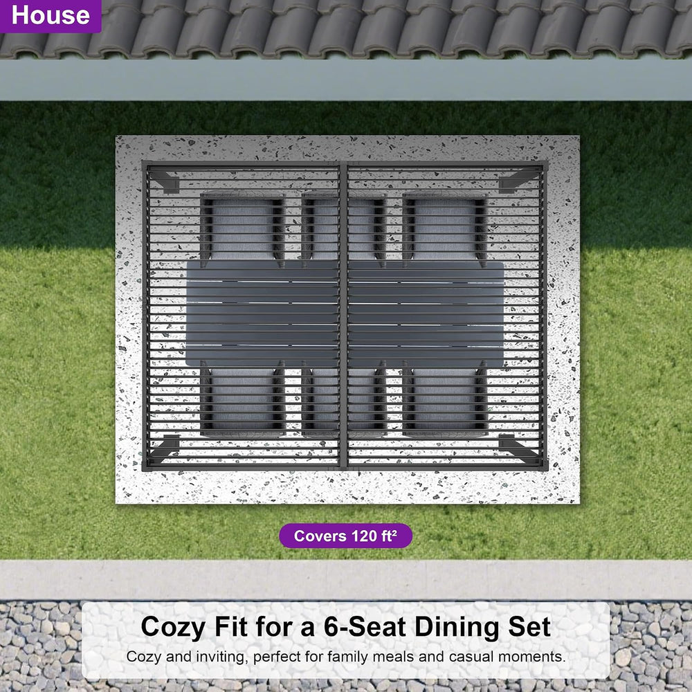 PURPLE LEAF Louvered Pergola 10' x 12' Outdoor Pergola w/Drainage System