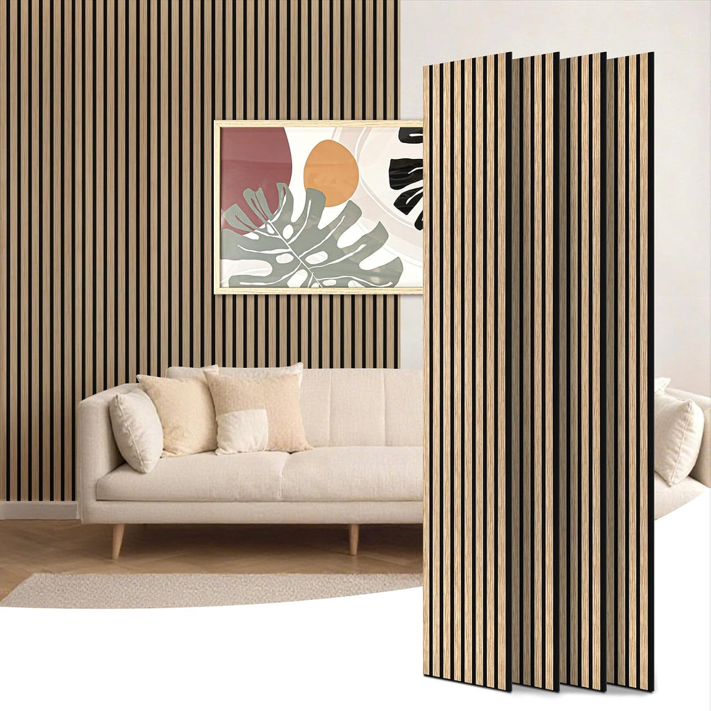 Art3d 4-Piece 94 x 12.6 Inch Acoustic Lightweight Slat Wall Panel