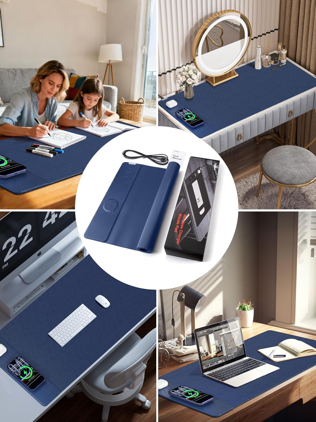topmade mouse pad with 15w wireless charging, xxl on a desk or shelf