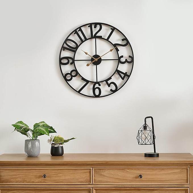 Alarmore 30 Inch Oversized Wall Clock, Battery Operated Silent Non Ticking