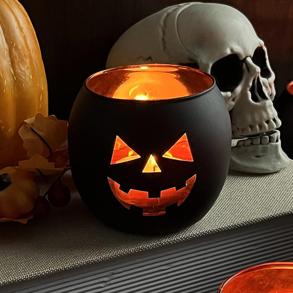 SHMILMH Halloween Table Centerpiece Candle Holders Set of 12, Black and Gold ...