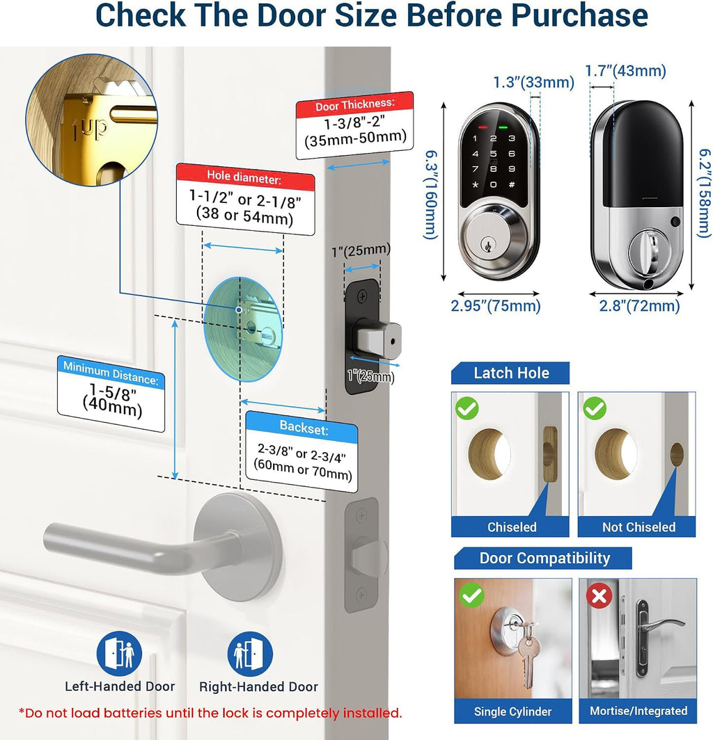 veise rz06 smart lock for front door with, package contents
