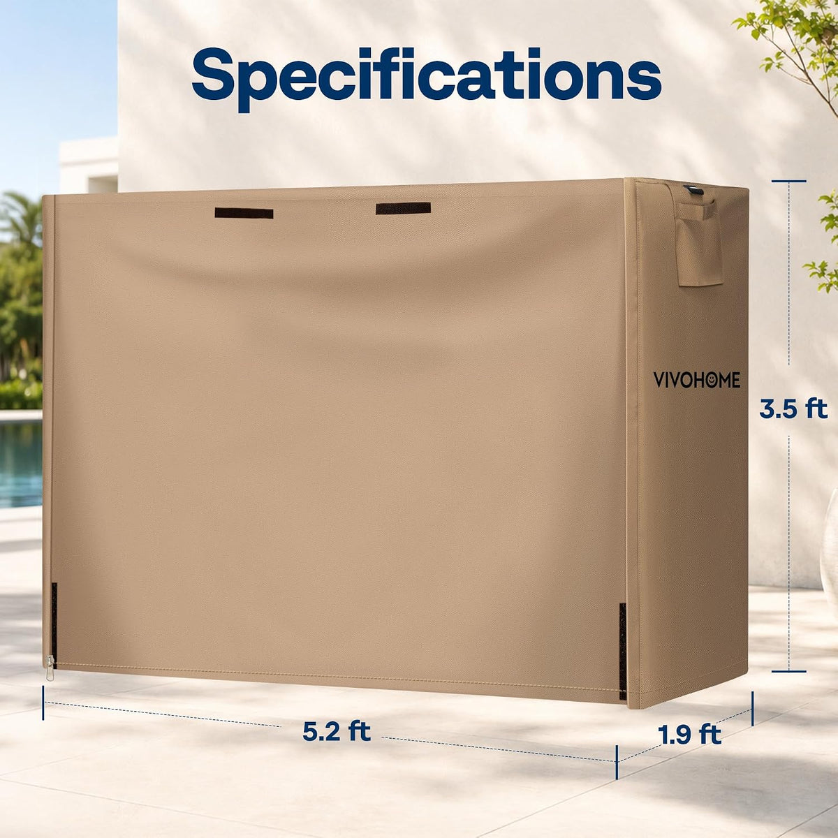 vivohome 5ft waterproof outdoor firewood log rack cover, front angle view