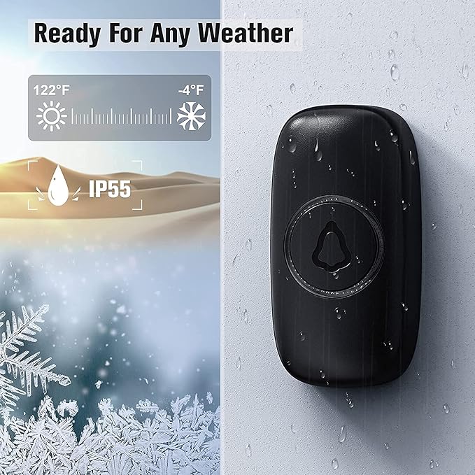 SECRUI Wireless Doorbell with 3Receivers 2 Push Buttons, Easy installation
