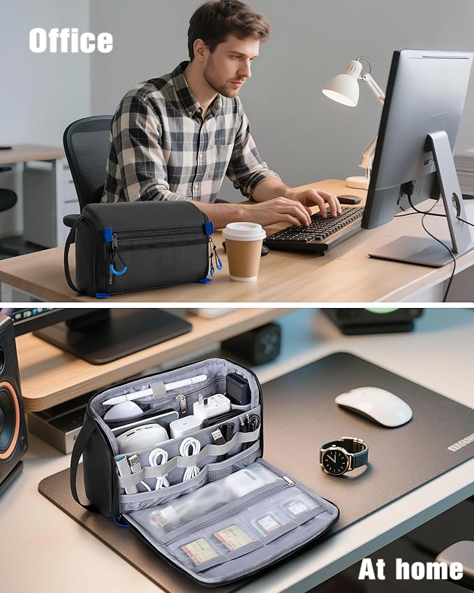 Electronics Organizer Travel Case, Water Resistant Tech Bag Charger Pouch
