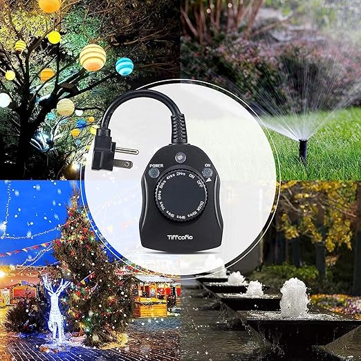 TiFFCOFiO Outdoor Christmas Light Timer, Dusk to Dawn Sensor Countdown (2 Pack)