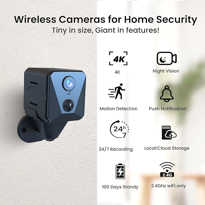 Funstorm 2025 Upgraded Security Camera, 4K HD Mini Nanny Cam