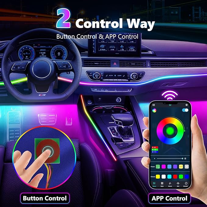 Dreamcolor Acrylic Interior Car Lights, AMKI Car LED Strip Light