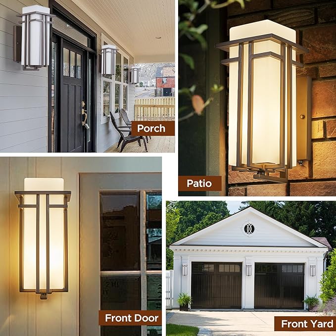 15.35"H Matte Brown Outdoor Wall Light Large Outdoor Wall Lantern Oil Rubbed