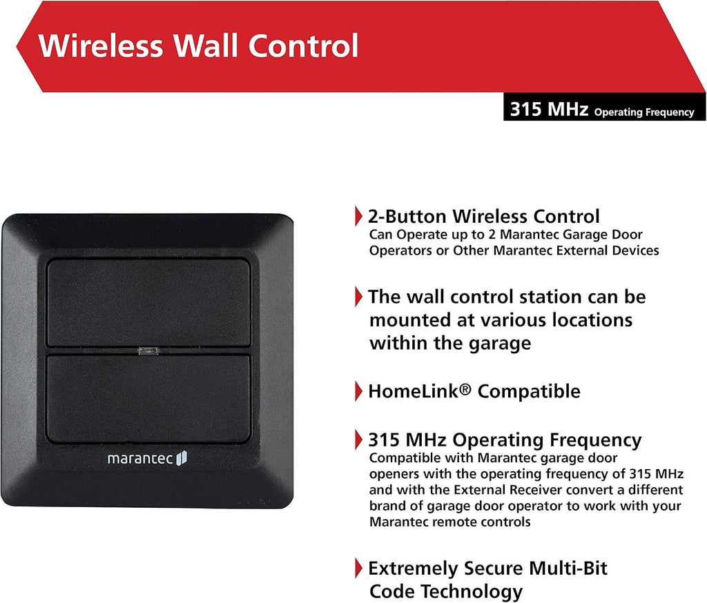 marantec garage door wall control unit- 315 mhz, close-up detail