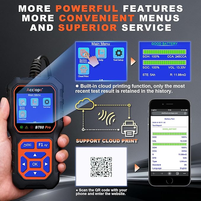 BT60 Pro Acclope Car Battery Tester