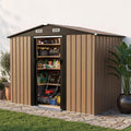 LAUSAINT HOME 10 x 4.5 FT Outdoor Storage Shed, Galvanized Steel Storage Shed with Double Sliding Doors, Gable Roof & Air Vent for Backyard, Brown
