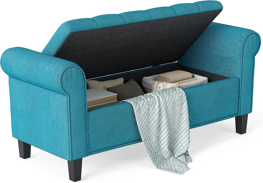 HOMCOM Storage Ottoman Bench 50" with Lift Top Lid, Teal