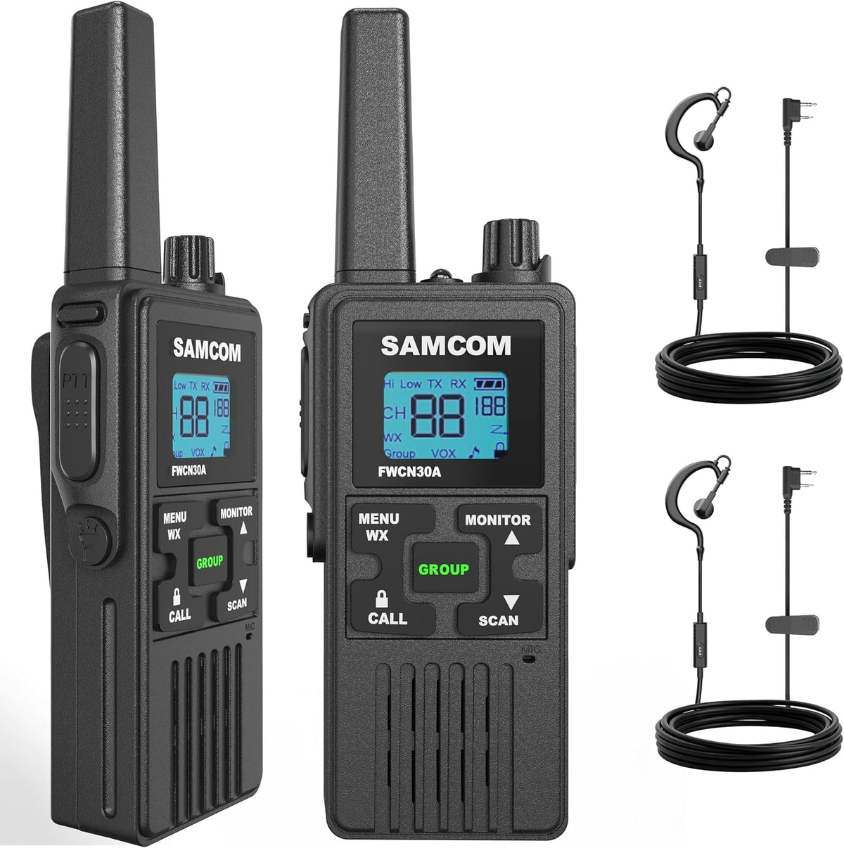 SAMCOM Walkie Talkies for Adults Long Range Rechargeable 2 Pack FWCN30A 2 Way