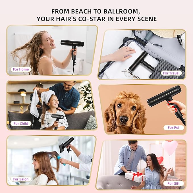 Prastiny Hair Dryer with Diffuser: Professional High Speed Quiet Ionic Blow
