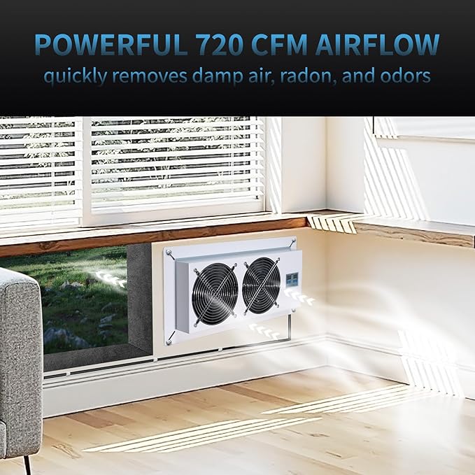 Pewoaoa 720 CFM Crawlspace Vent Fan,