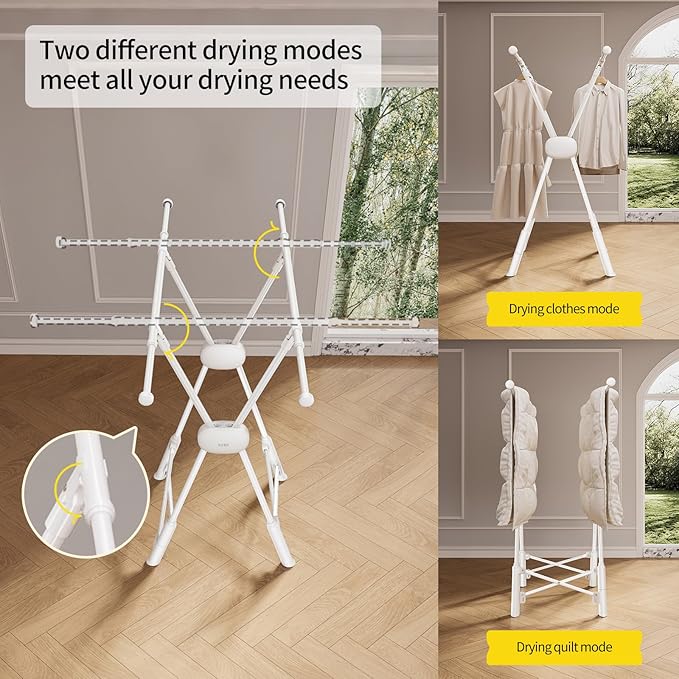 BIREN Clothes Drying Rack Heavy Duty Clothing Racks Foldable Laundry Rack Two
