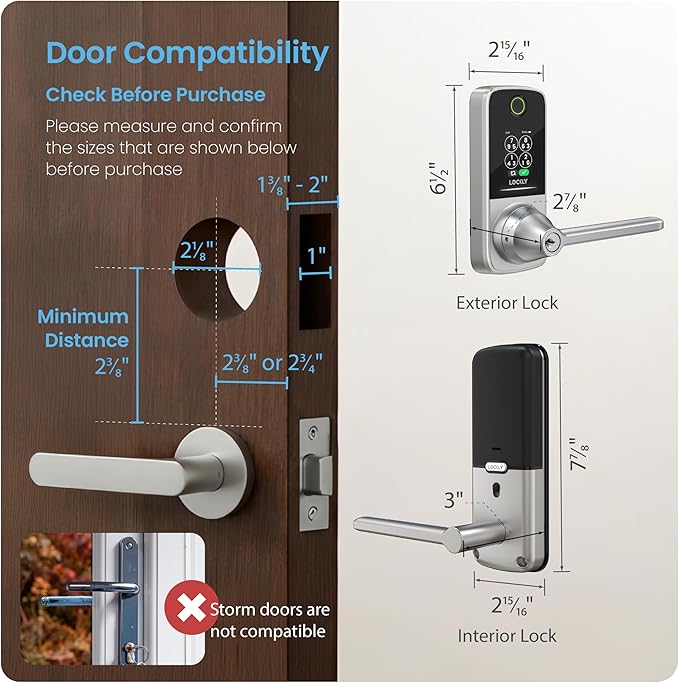 Lockly Smart Lock Secure Pro, Fingerprint Door Lock, Keyless Entry, Built-in
