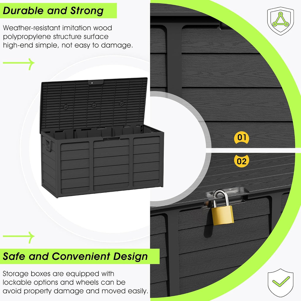 75 gallon outdoor deck box - durable resin, side view