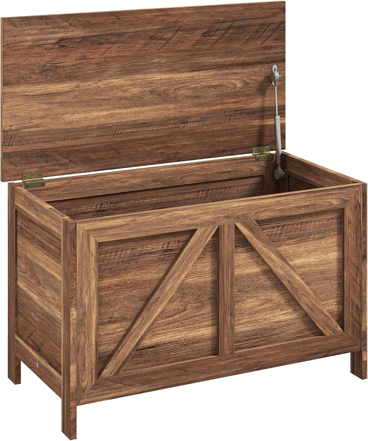 HOMCOM 30" Farmhouse Storage Bench Lift Top Storage Chest in Brown Oak