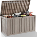 180 Gallon Outdoor Storage Box, Resin Deck Boxes Waterproof, IndoorOutdoor Bin for Package Delivery, Patio Cushions, Gardening Tools, Lockable, UV Resistant