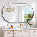 GLASHOM Beveled Edge Frameless Bathroom Mirror, Oval Wall Mirror