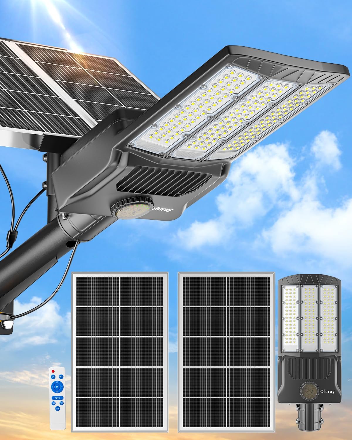 Ofuray Of-11000W Solar Street Lights Outdoor, 800000LM Solar Security Flood