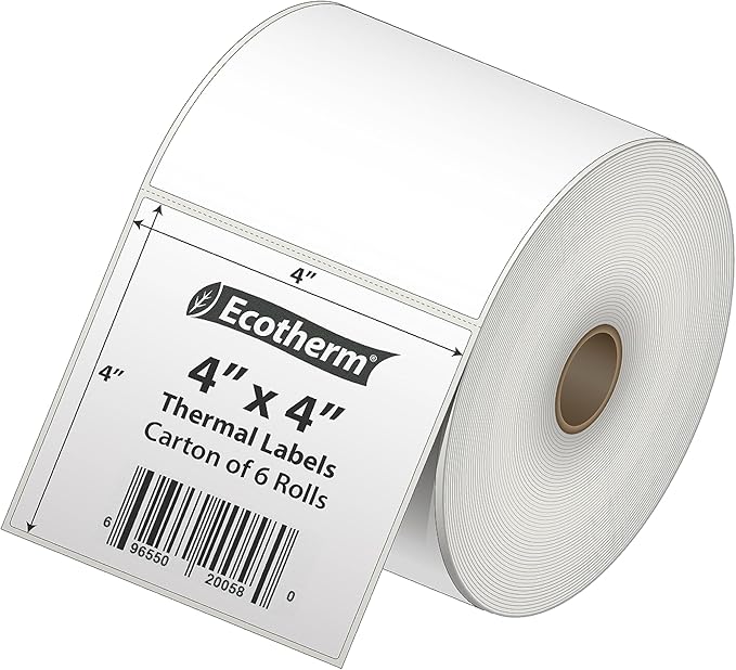 4" x 4" Thermal Labels | 6 Rolls | 4200 Labels | fits Zebra, Offnova Thermal