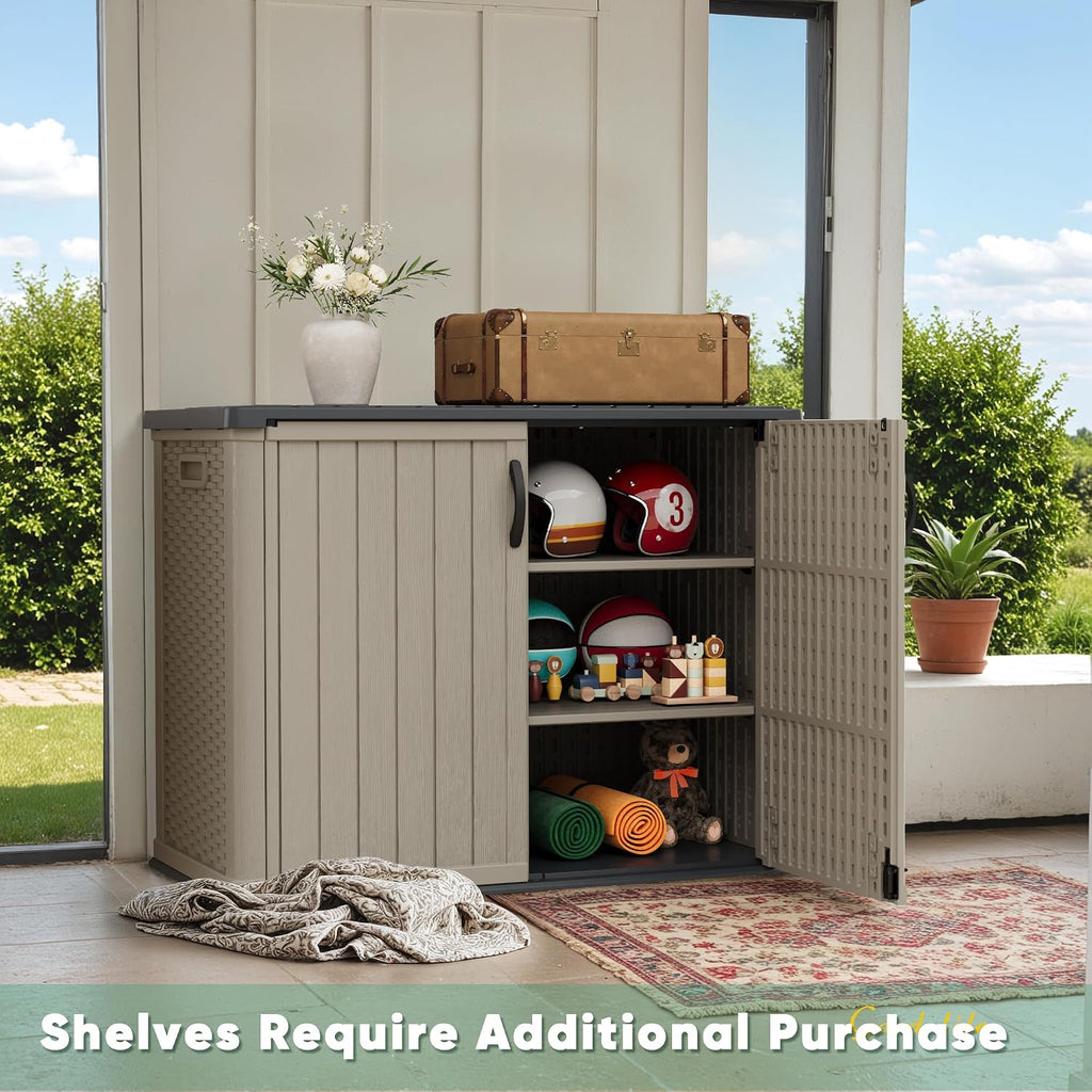 devoko shelf of resin outdoor storage cabinet, 26, close-up detail