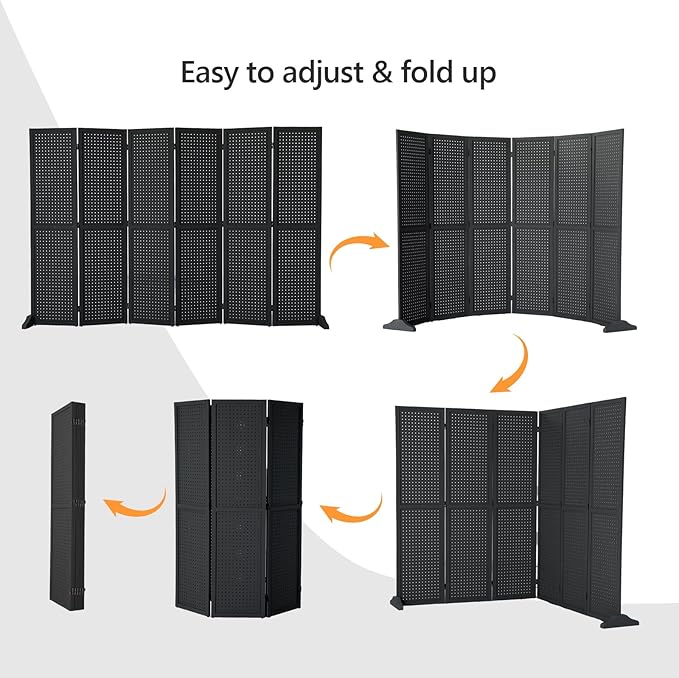 Bonnlo 4/6 Panel Pegboard Freestanding, 5 FT Portable Display Board Organizer