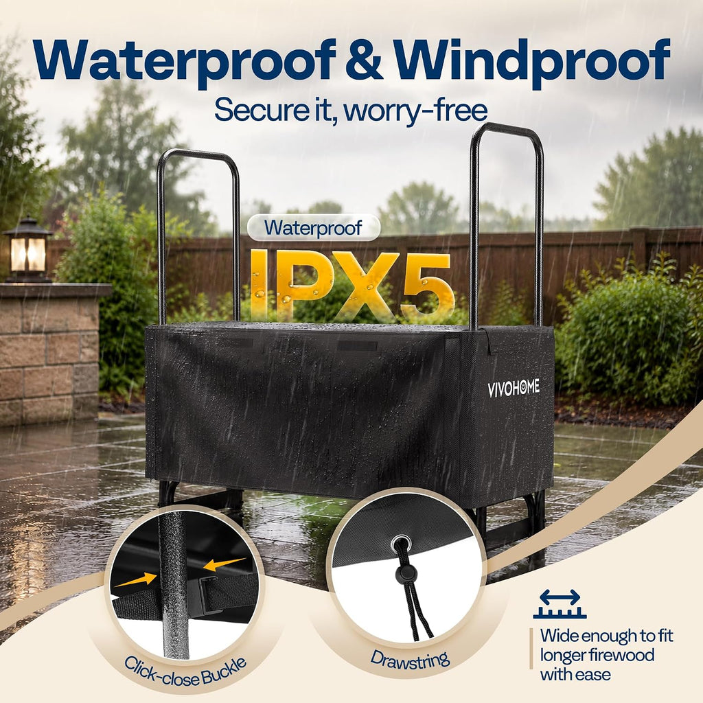vivohome 4ft waterproof log rack cover shown in use