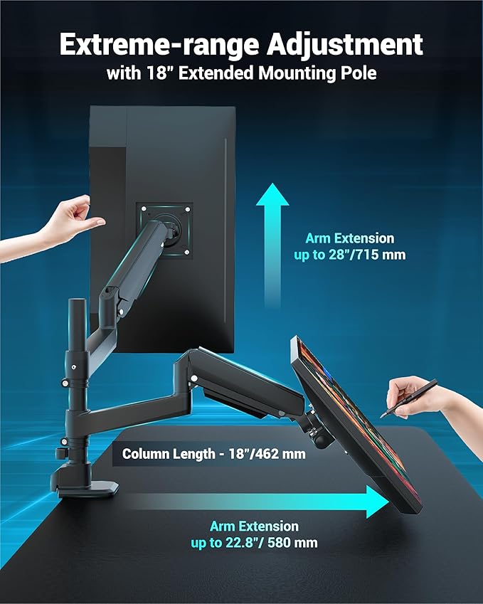 Ergounion Dual Monitor Arm for 13-49 Inch Ultrawide Screens, Heavy Duty Monitor