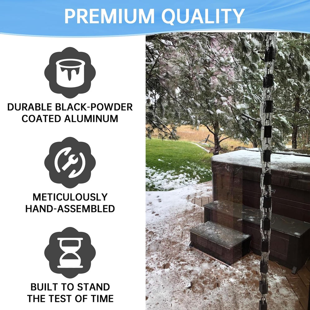 Black Powder Coated Aluminum Square Rain Chain