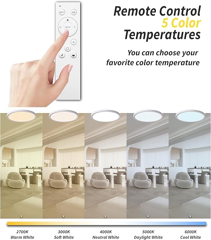 4Pack 12 Inch Remote Control Dimmable LED Flush Mount Ceiling Light Panel