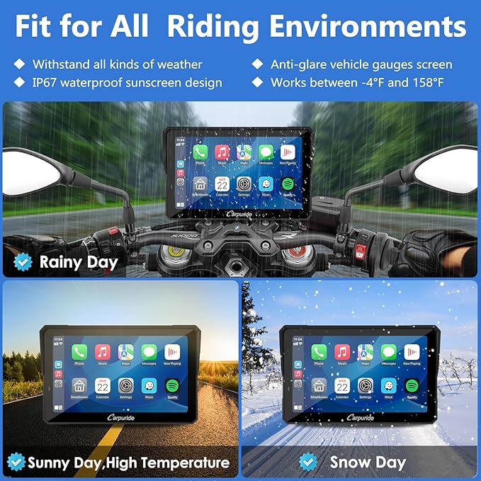 CARPURIDE W702BS PRO for BMW Motorcycle CarPlay & Android Auto Dual Bluetooth