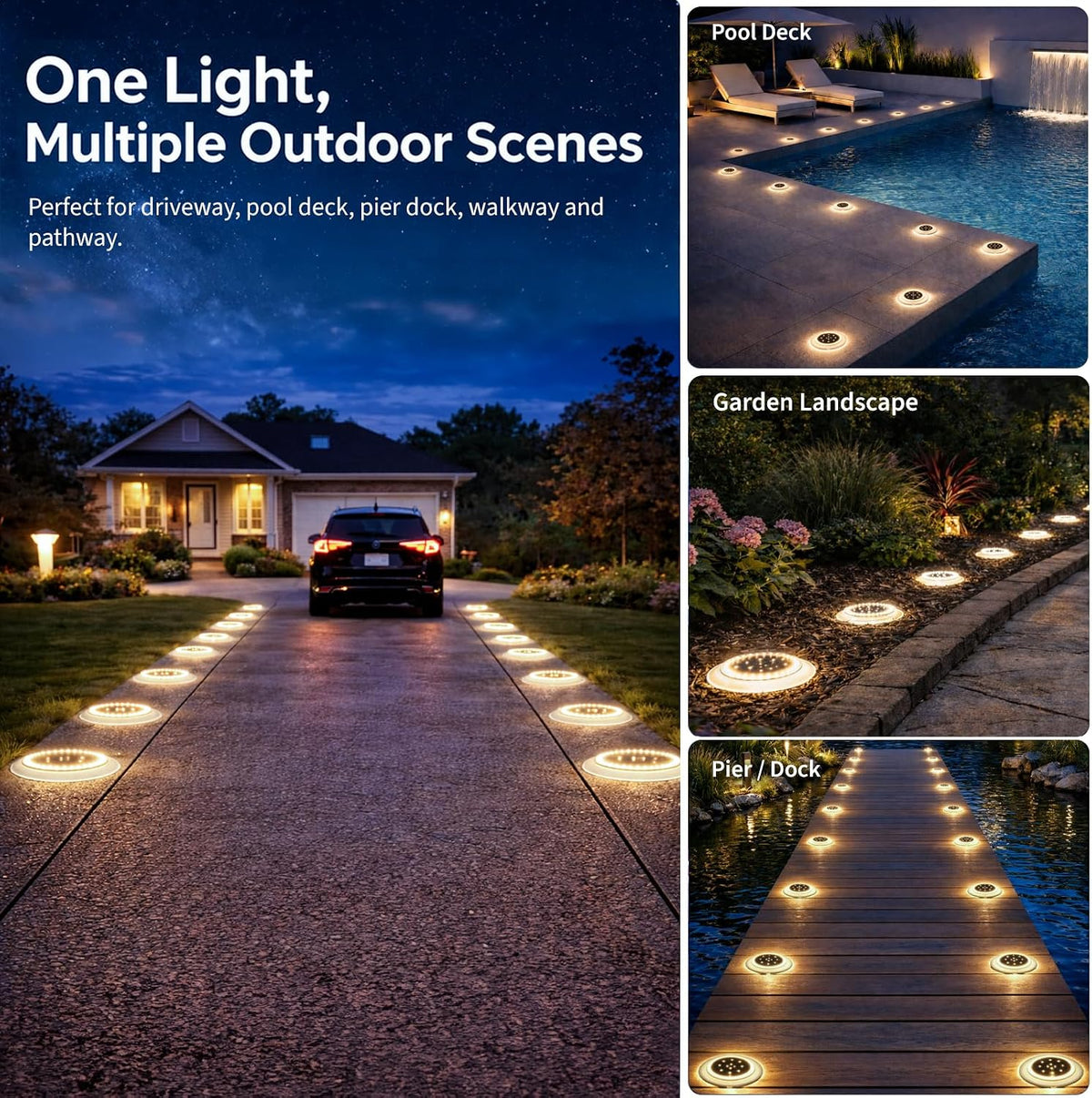 shone shonelighting solar ground lights, 48 leds deck on a desk or shelf