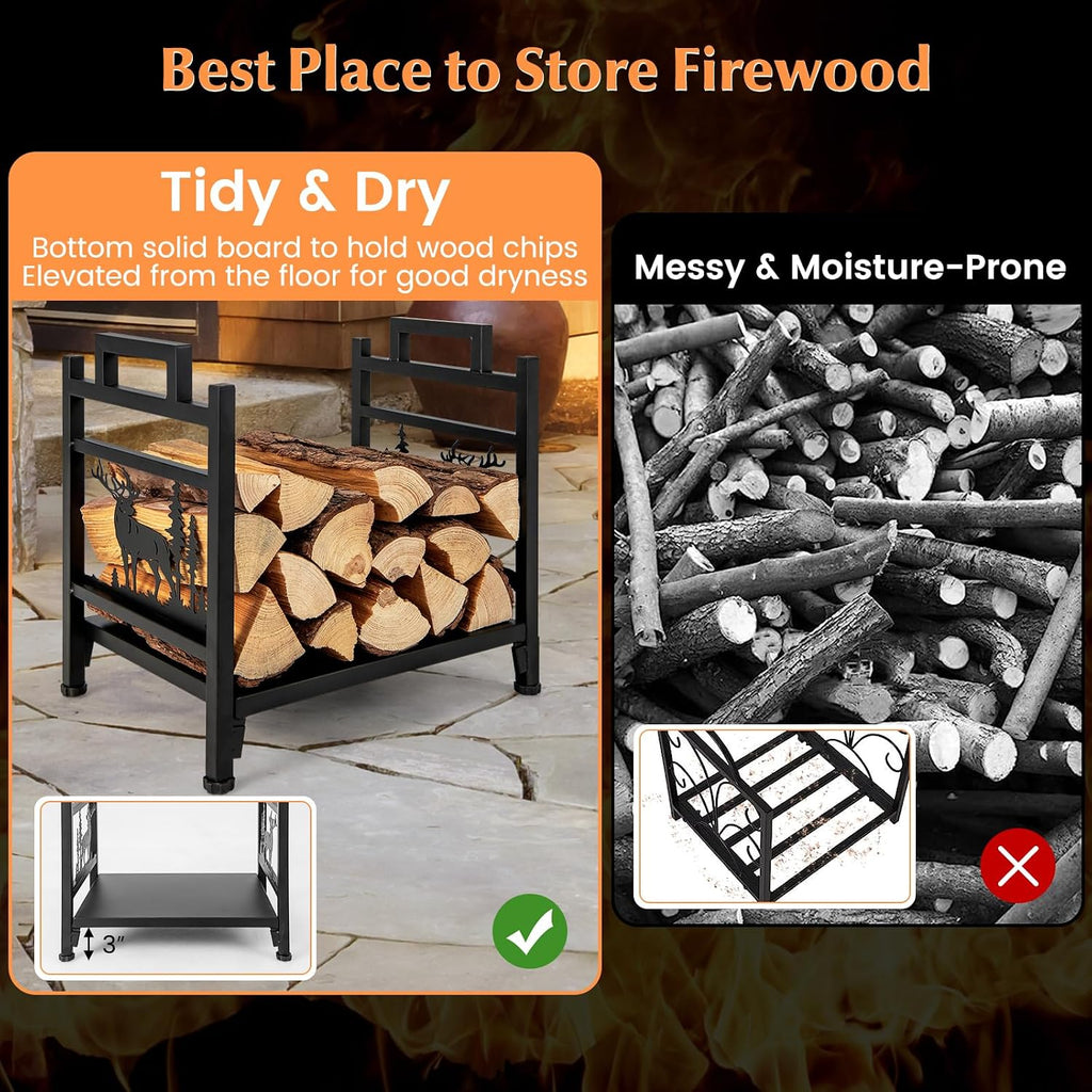 ironmax 18" heavy duty firewood rack with bottom, package contents