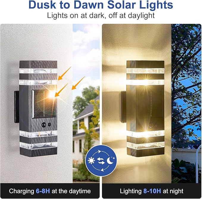 Delicavy 2 Pack Solar Outdoor Wall Lights