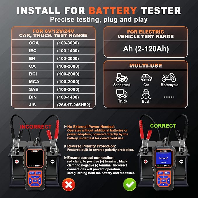 BT60 Pro Acclope Car Battery Tester