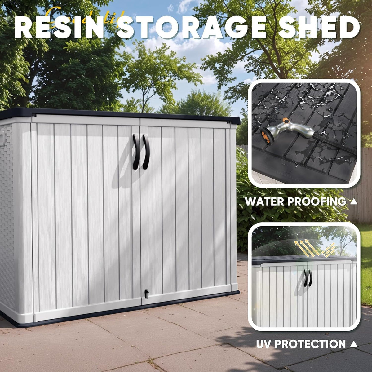 devoko shelf of resin outdoor storage cabinet, 26, side view