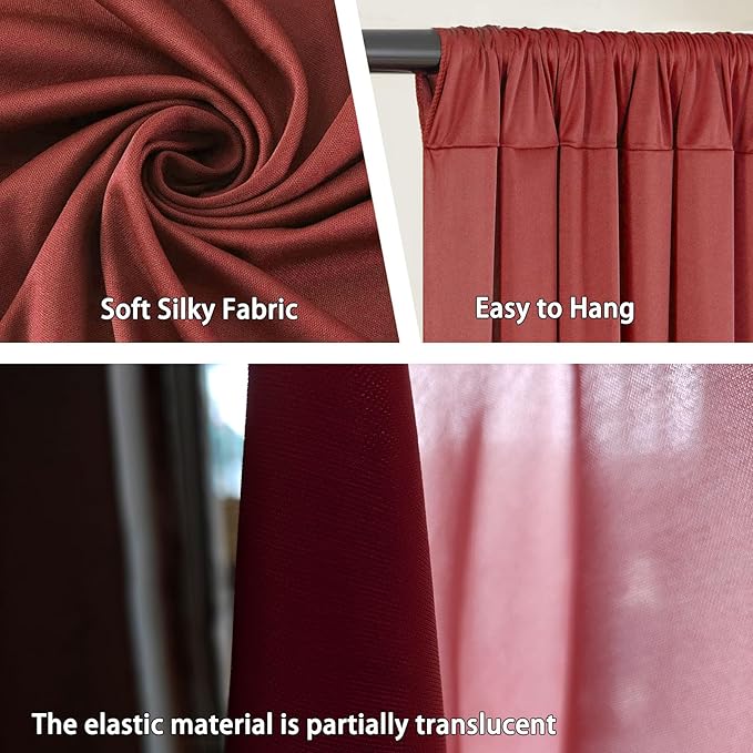 10 x 7 Feet Rust Backdrop Curtain for Partie, Background Curtains for Photoshoot, Birthday, Wedding, Halloween, Thanksgiving, Christmas Day, New Year Party Decorations 5Ft x 7Ft, 2 Panels