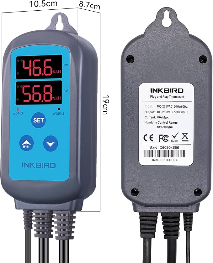 Inkbird Humidity Controller IHC200 Humidistat Mushroom Greenhouse Pre Wired
