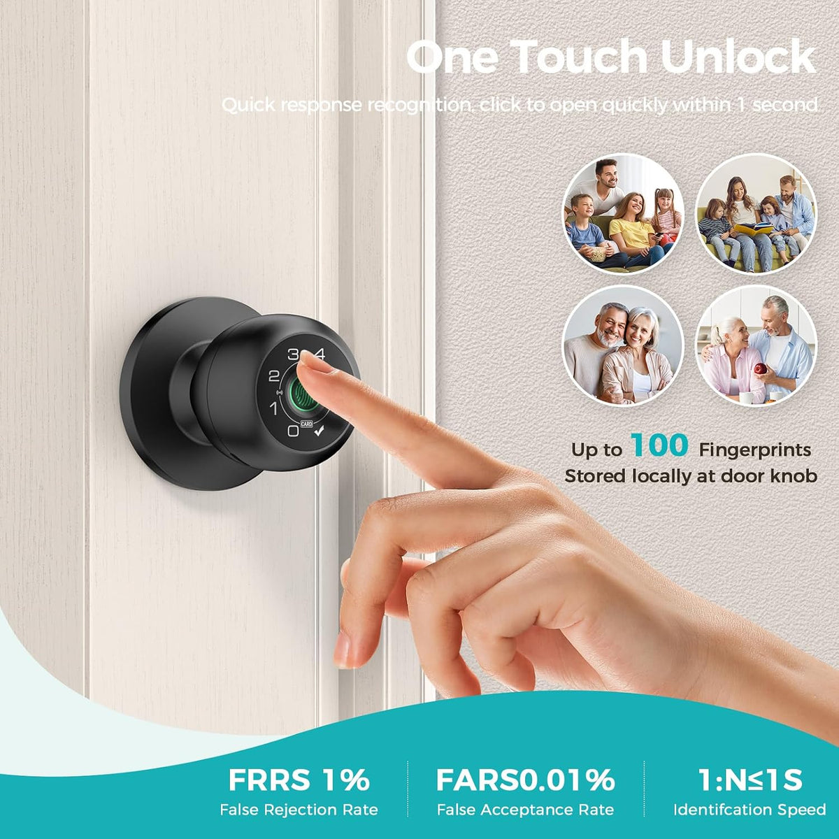 hei liang fingerprint door lock with keypad,smart door, side view