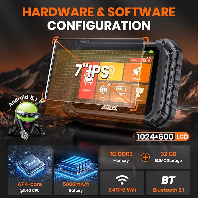 ANCEL V5 HD PRO Heavy Duty Truck Scanner, New Bi-Directional Control Diesel