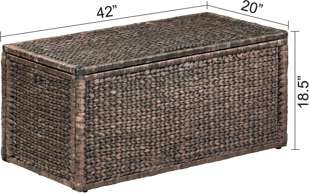 ehemco wicker storage trunk, brown wash, 42x20x18.5, package contents