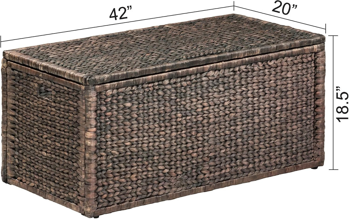 ehemco wicker storage trunk, brown wash, 42x20x18.5, package contents